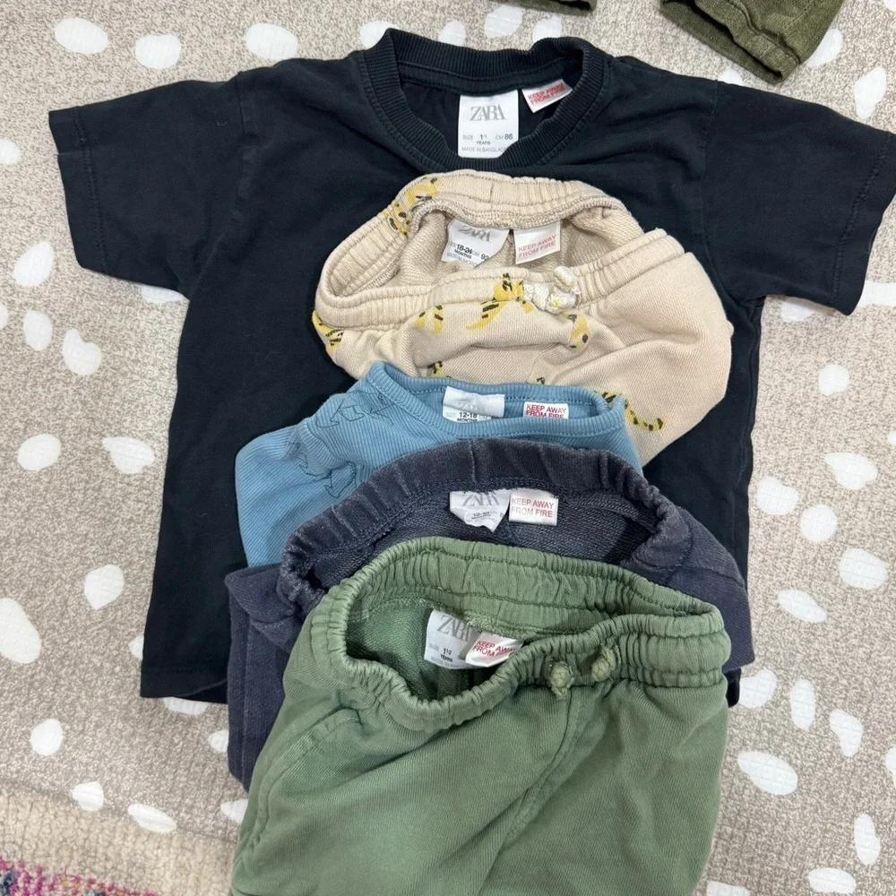 Lot of 10 Zara Kids tee sweater crewneck shorts joggers sweatpants rib toddler